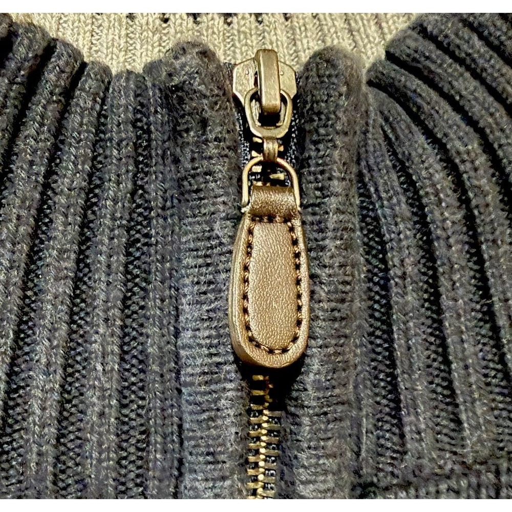 LL Bean Sweater 1/4 Zip Blue Cotton Pullover Coastal Classic Mens Large Reg EUC - Picture 4 of 5